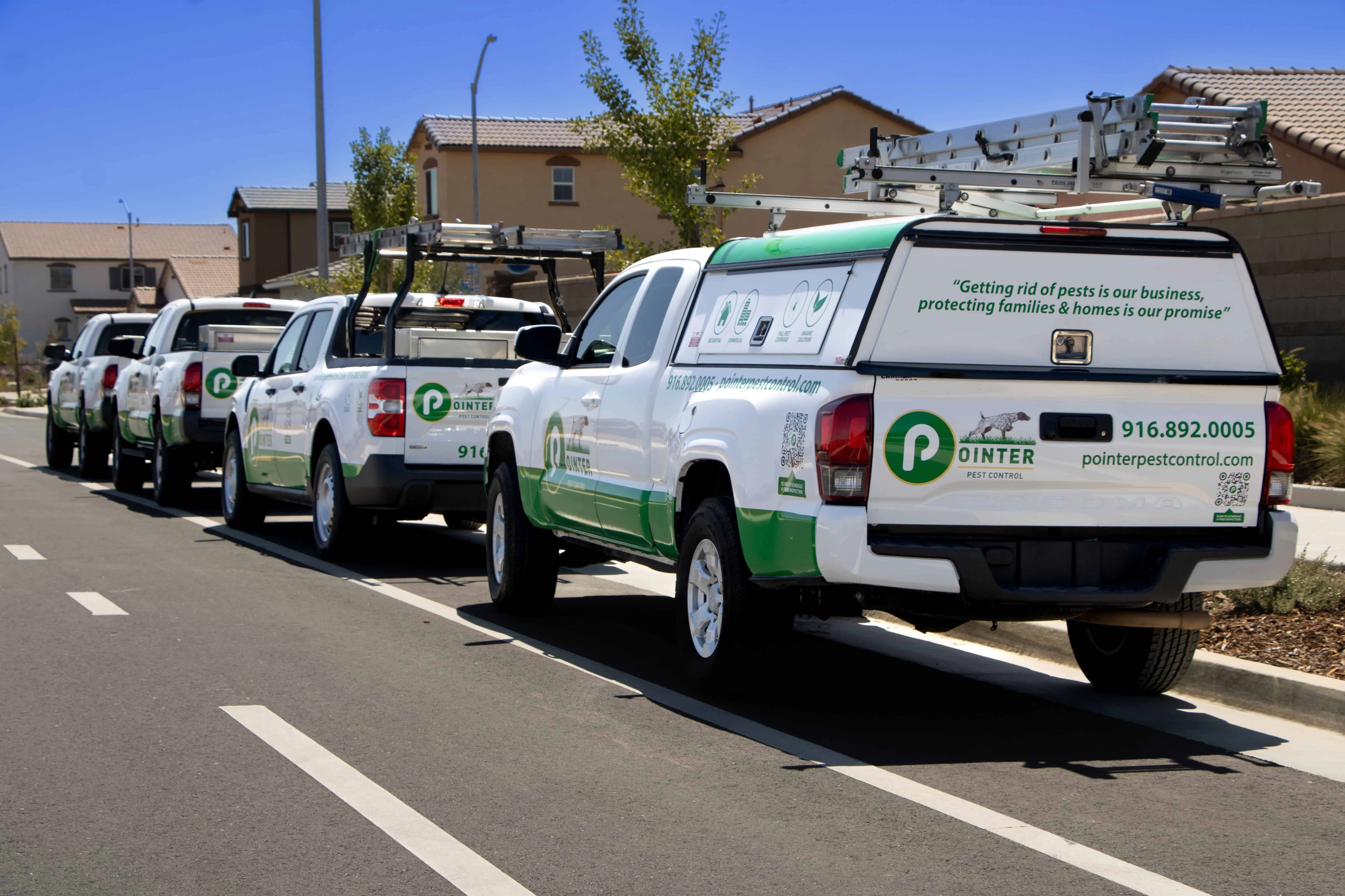 Pointer Pest Control technician applying exterior treatment in Roseville