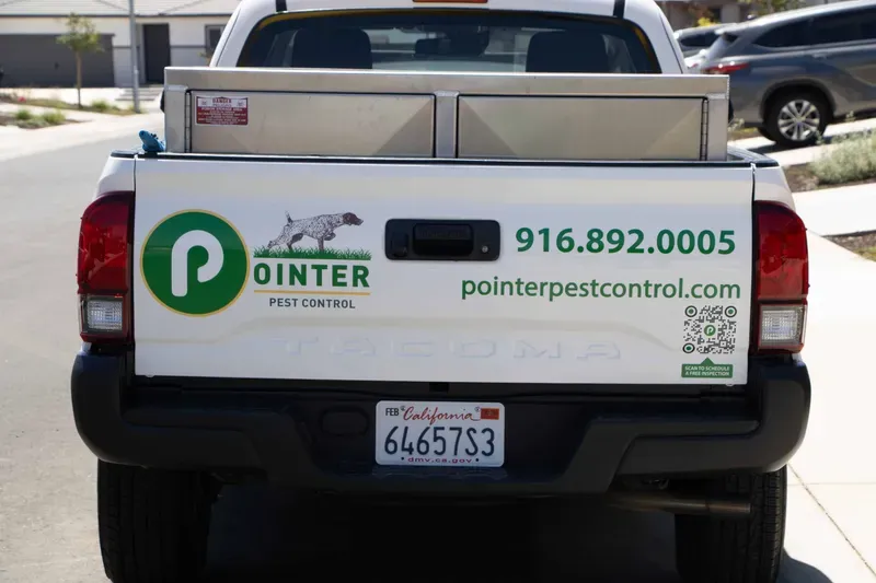 Pointer Pest Control branded truck in a Granite Bay neighborhood